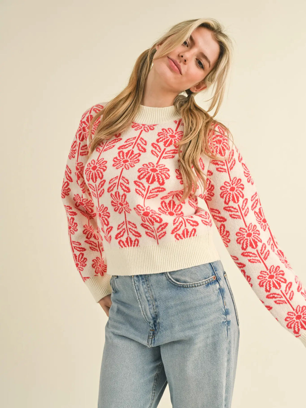 Red Floral Sweater