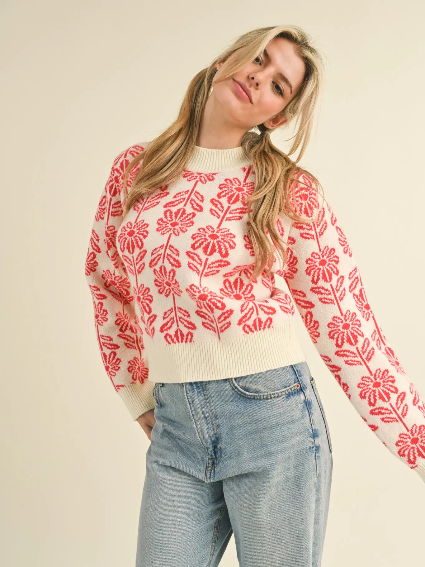Red Floral Sweater