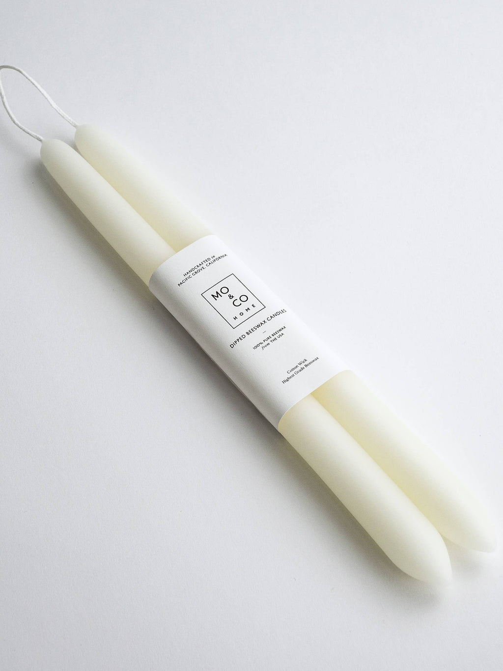Natural White Dipped Beeswax Taper Candles