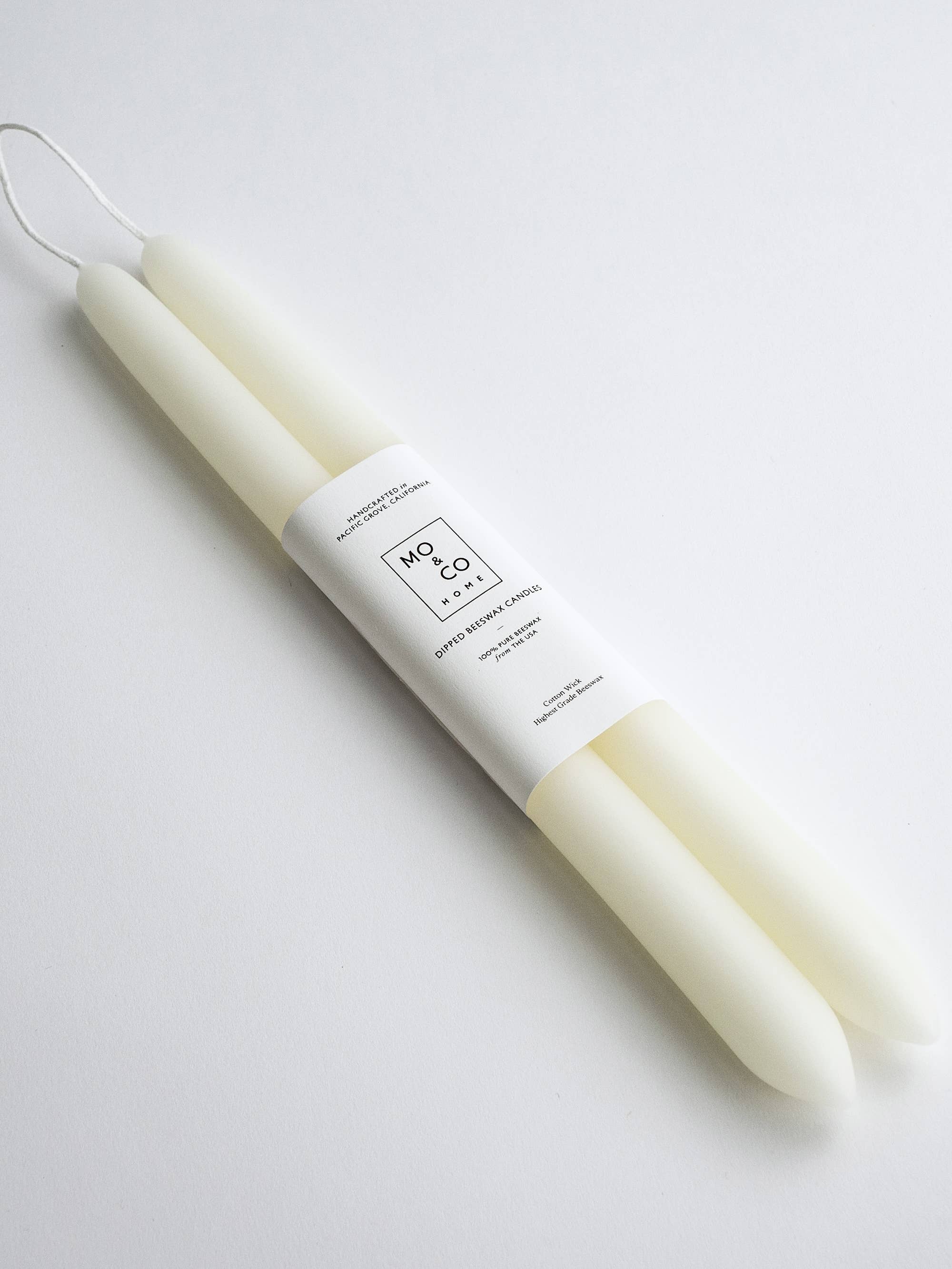 Natural White Dipped Beeswax Taper Candles