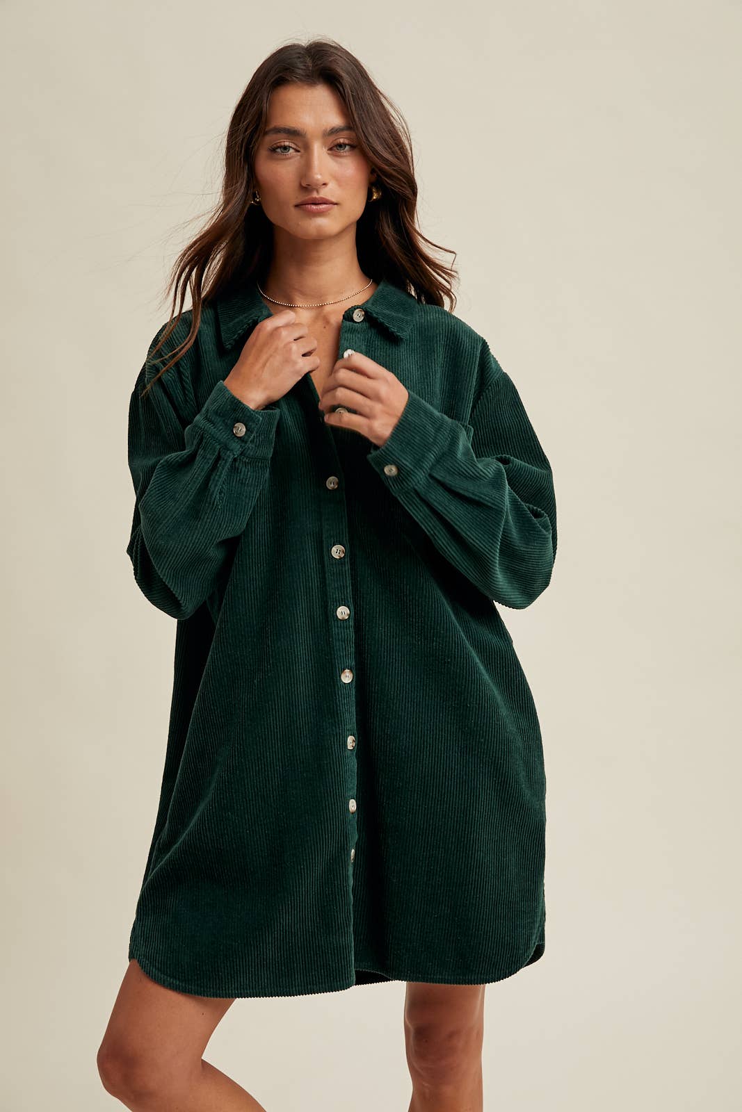 Corduroy Mini Shirt Dress