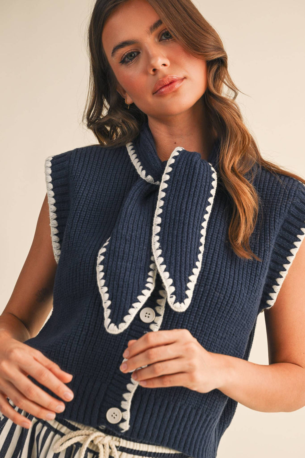 Tie Neck Sweater Vest