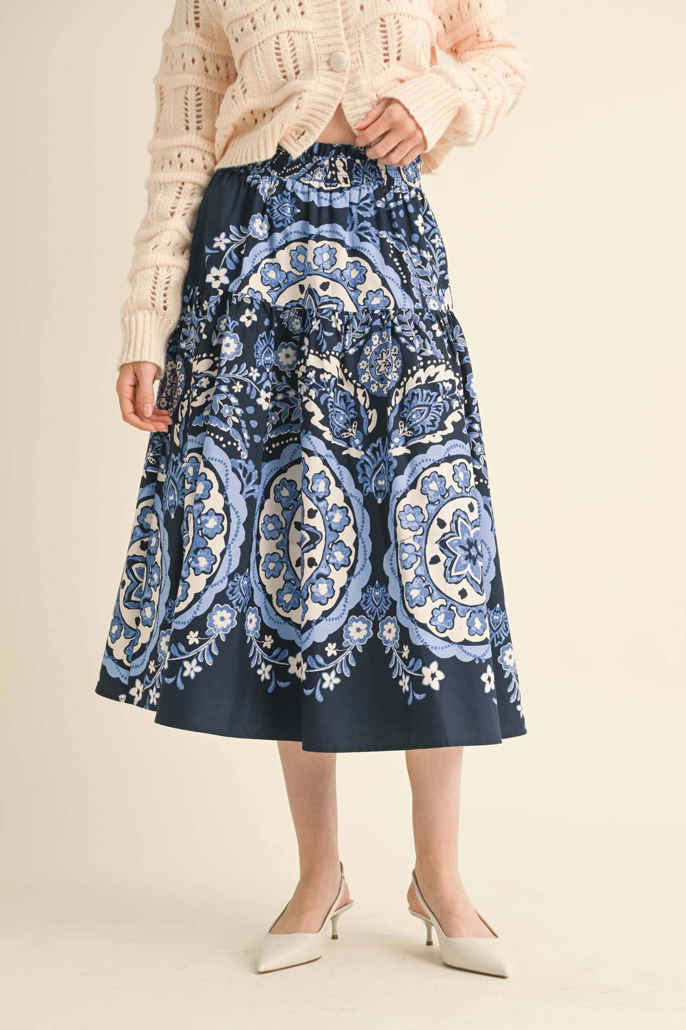 High Rise Midi Skirt