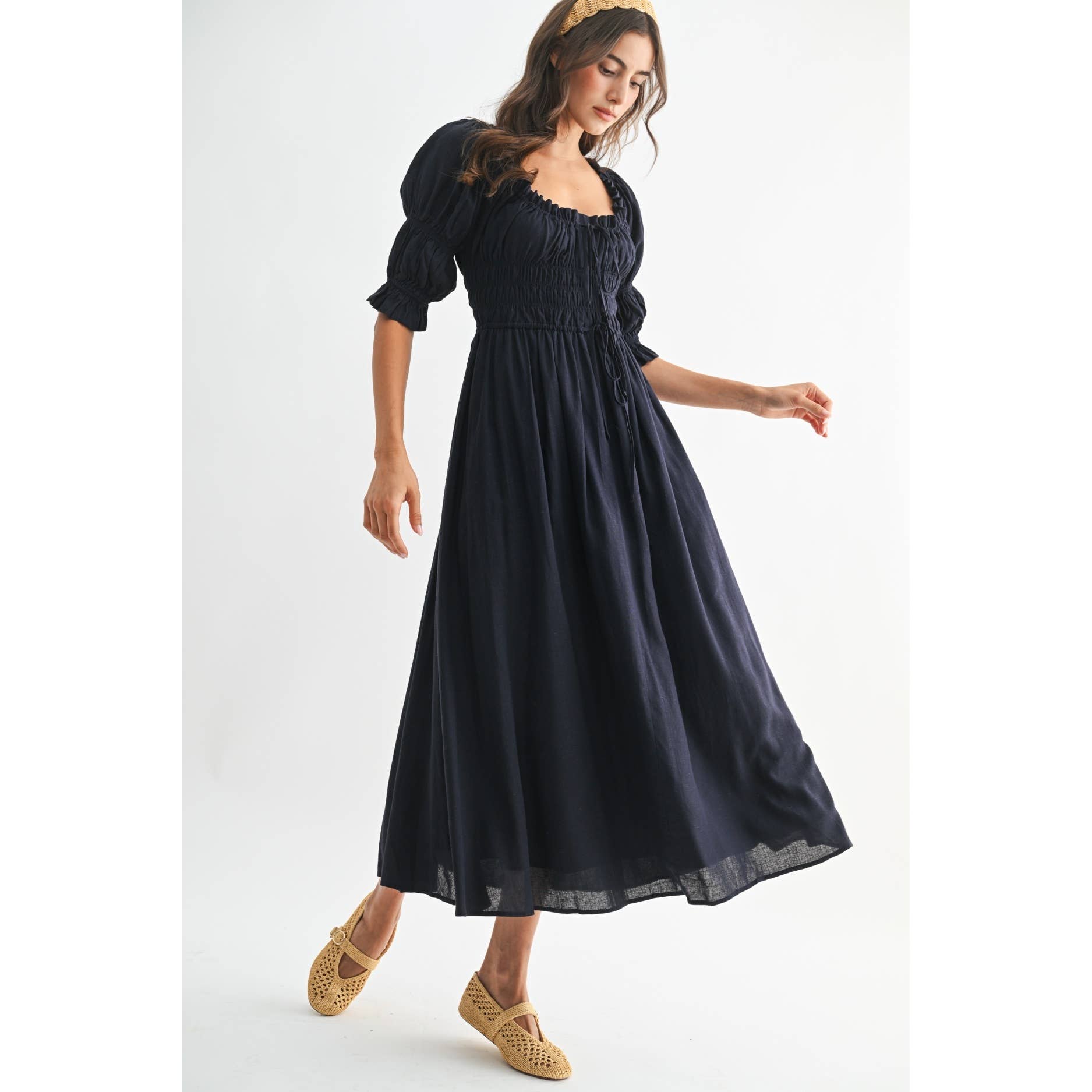 Smocked Bodice Midi Dress