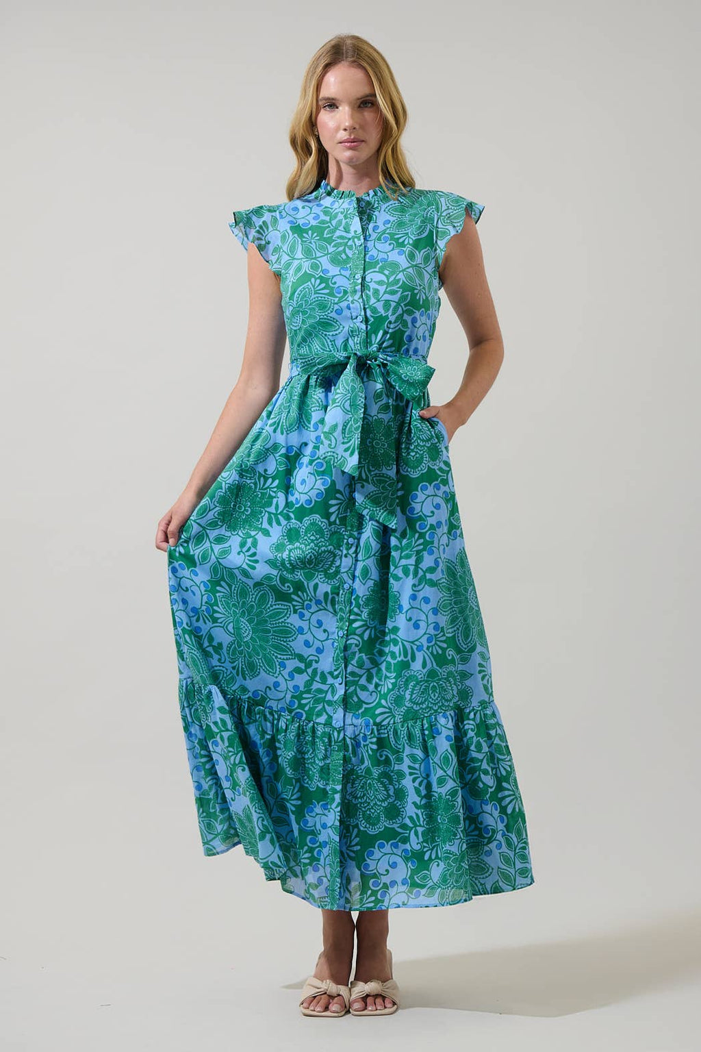 Tressa Floral Riah Button Down Maxi Dress