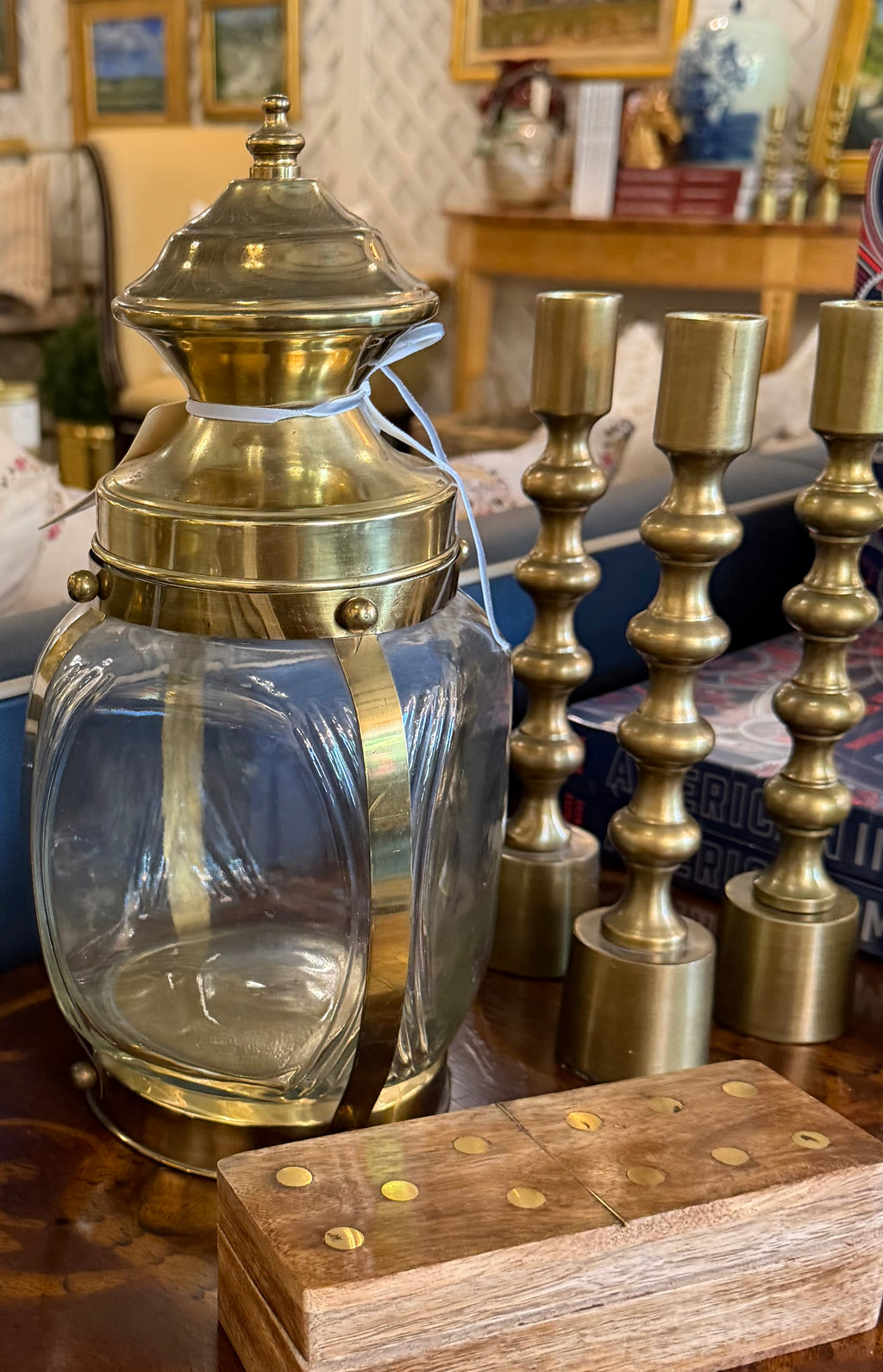 Hazel Atlas Brass and Glass Canister