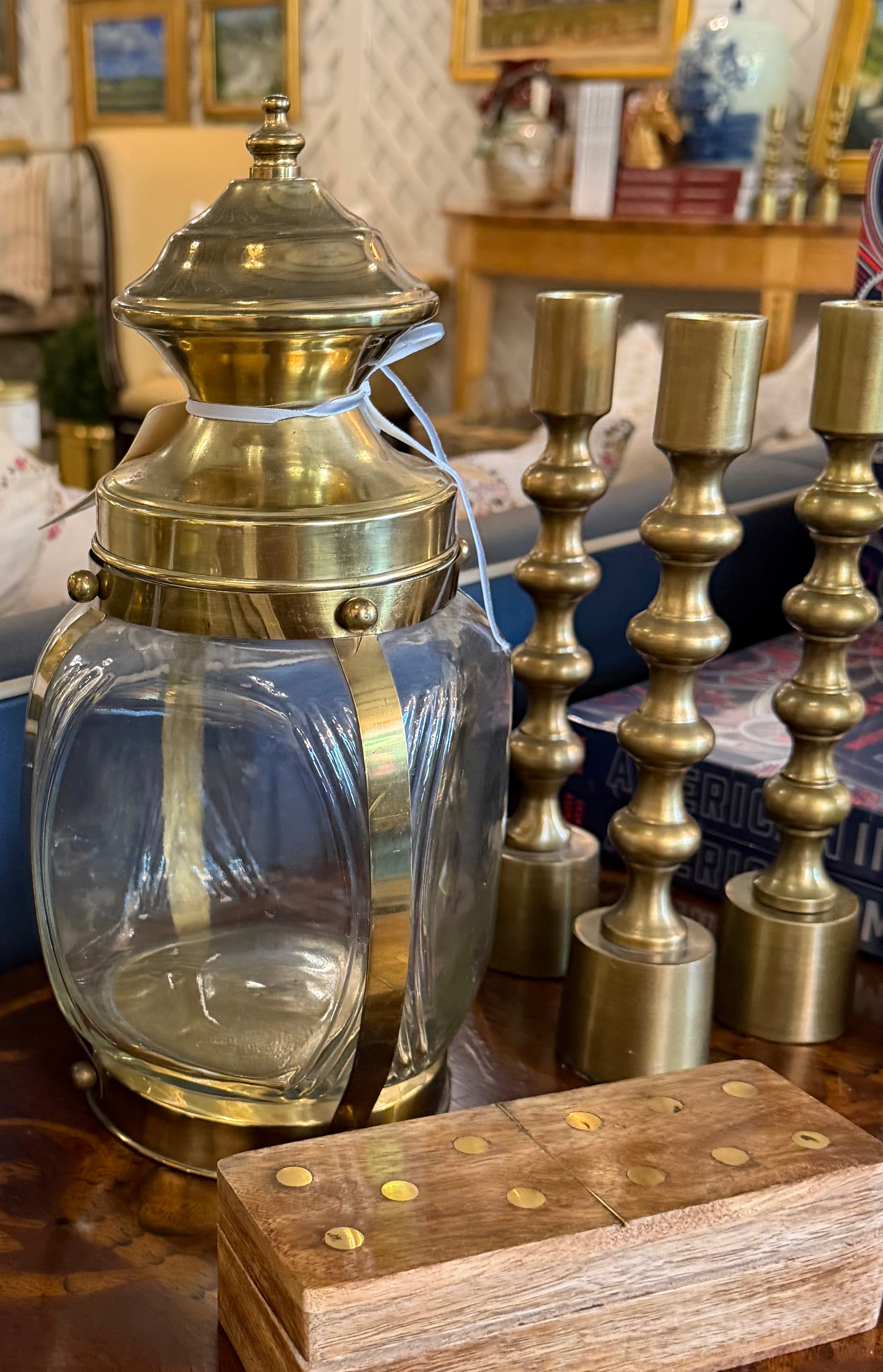 Hazel Atlas Brass and Glass Canister