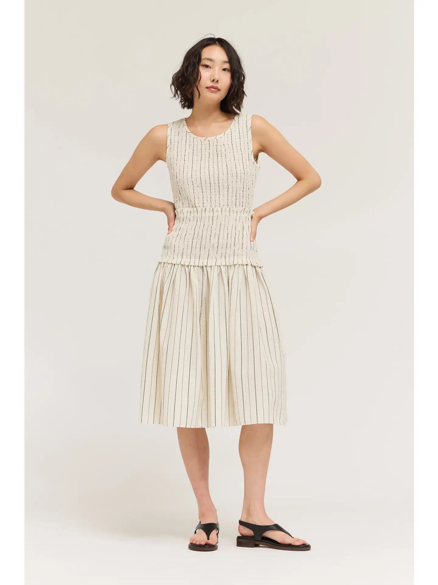 Smocked Bodice Stripe Dress