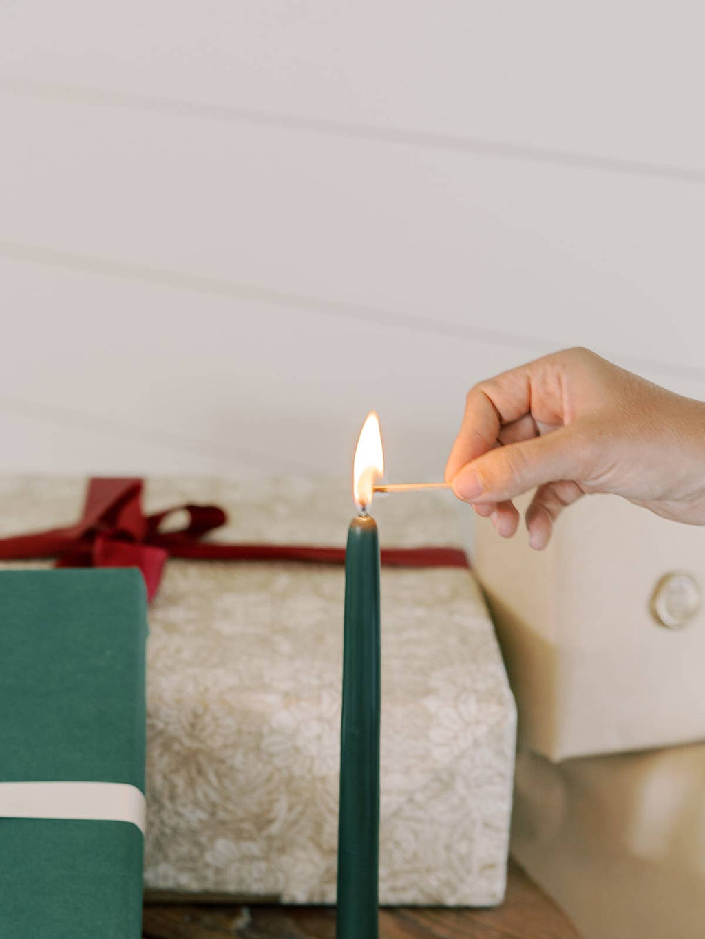 Forest Green Dipped Beeswax Taper Candles