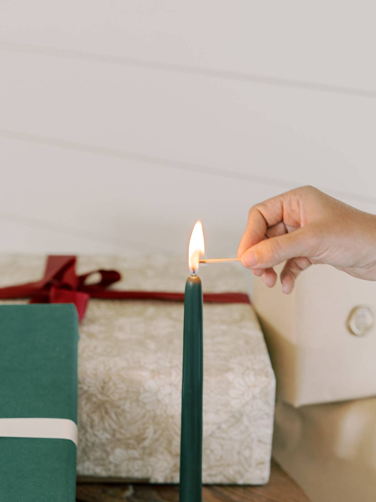 Forest Green Dipped Beeswax Taper Candles