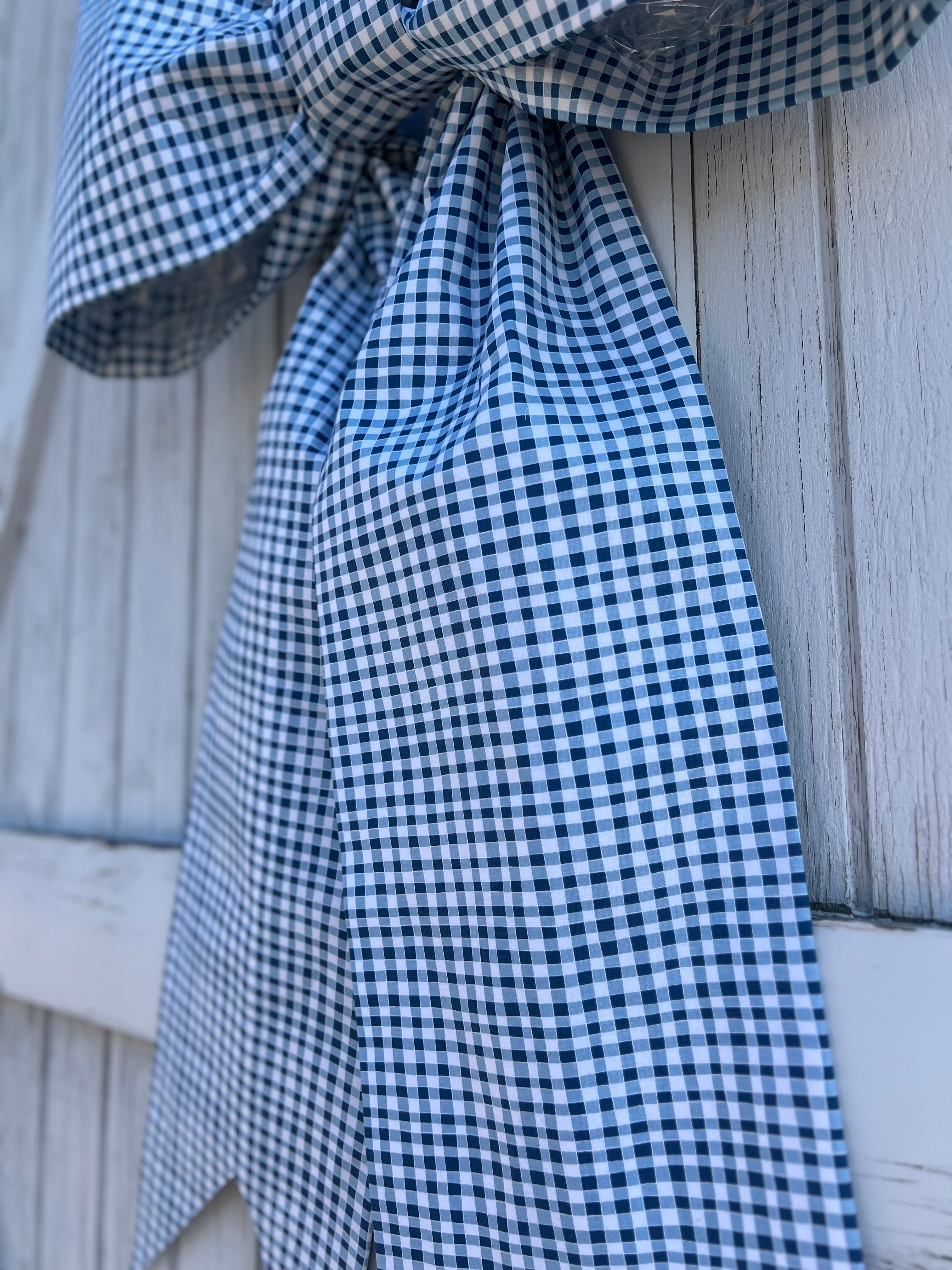 Blue and White Gingham Bow