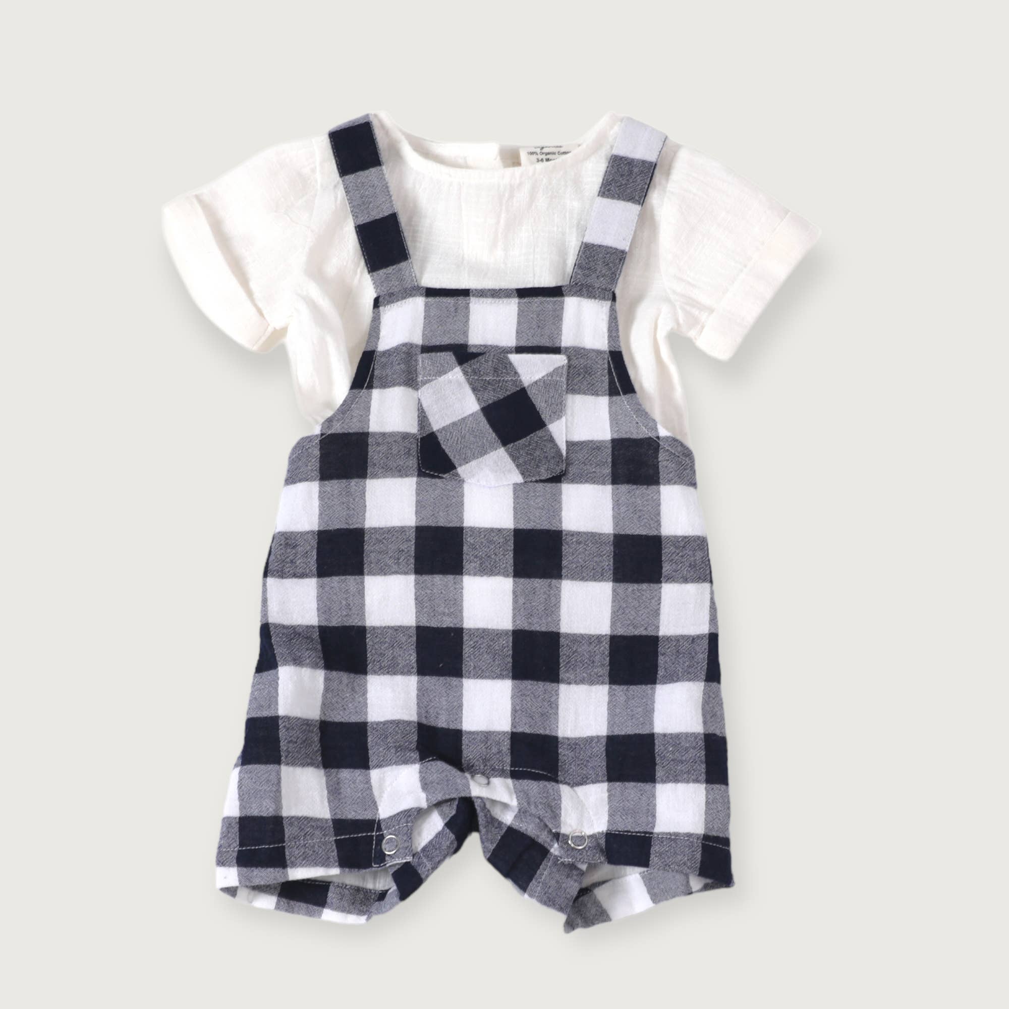 Raphael Checker Gingham Romper + Shirt Set (Organic Cotton)