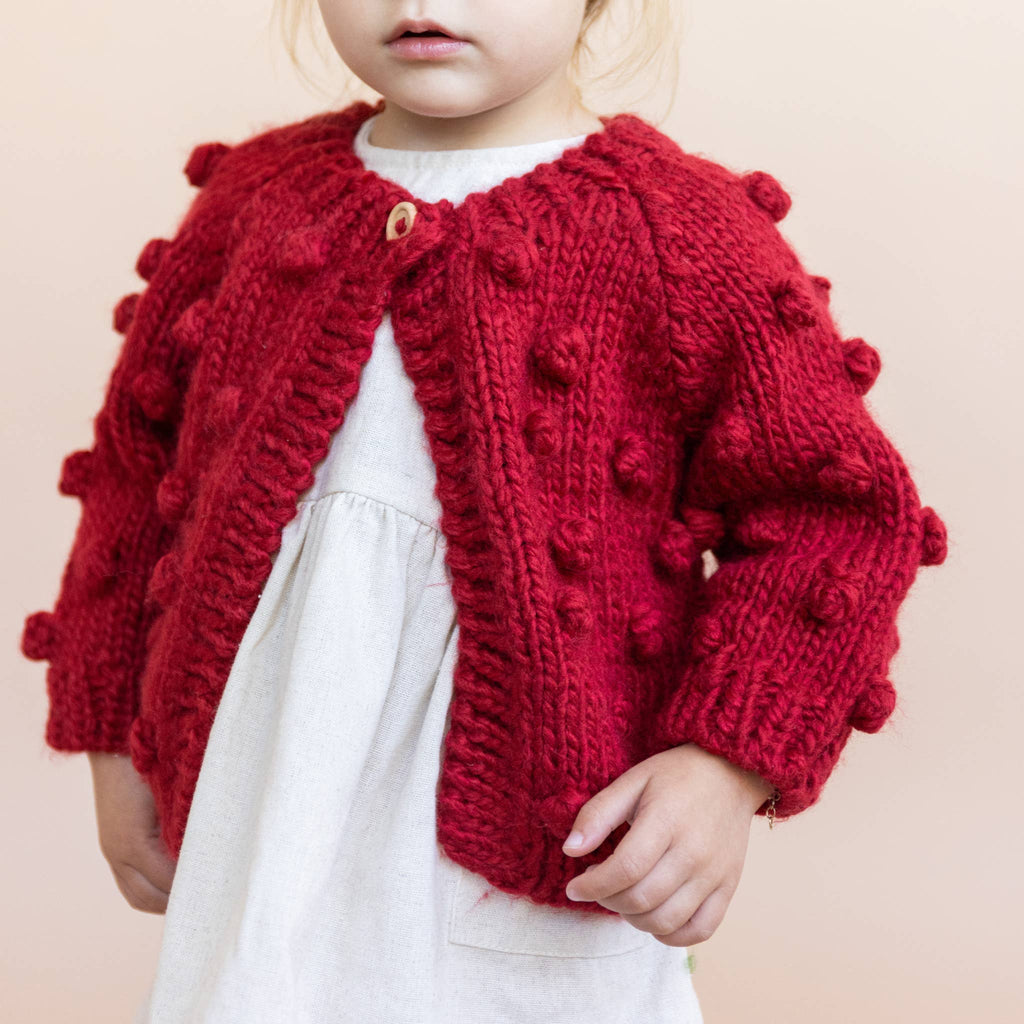 Red Baby Popcorn Cardigan