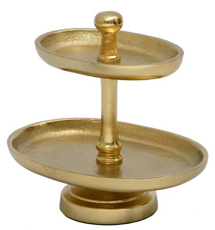 Textured Gold 2-Tier Stand/Jewelry Holder