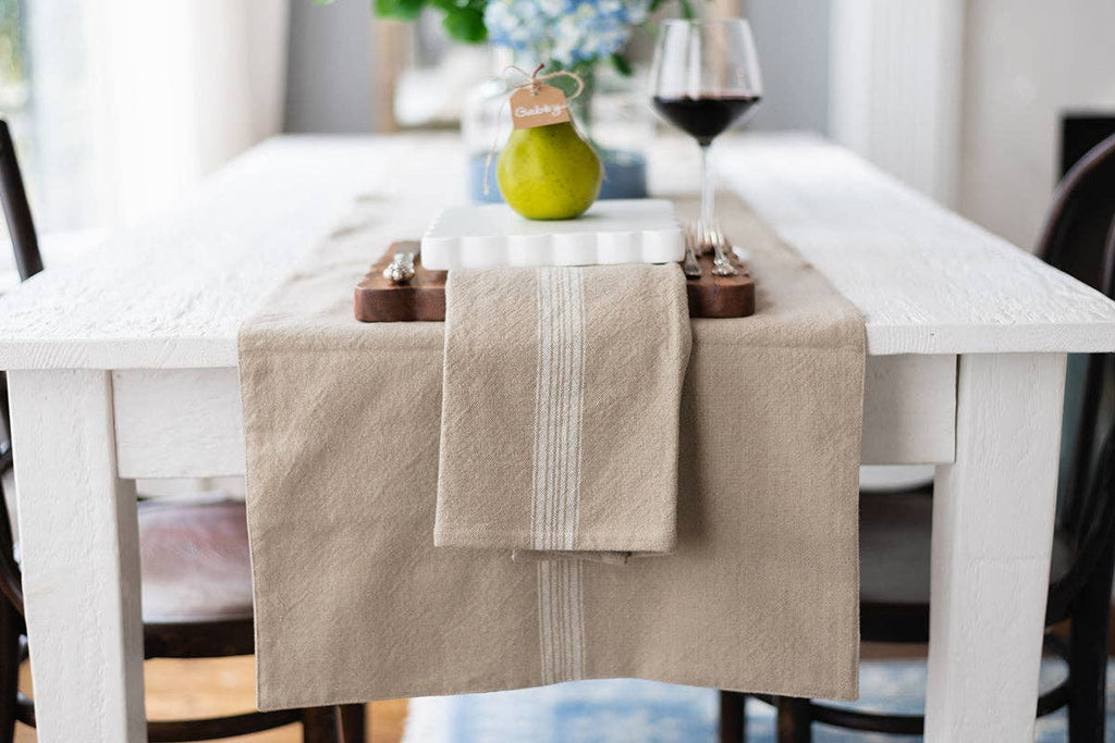 Vintage White Stripe Kitchen Tea Towel