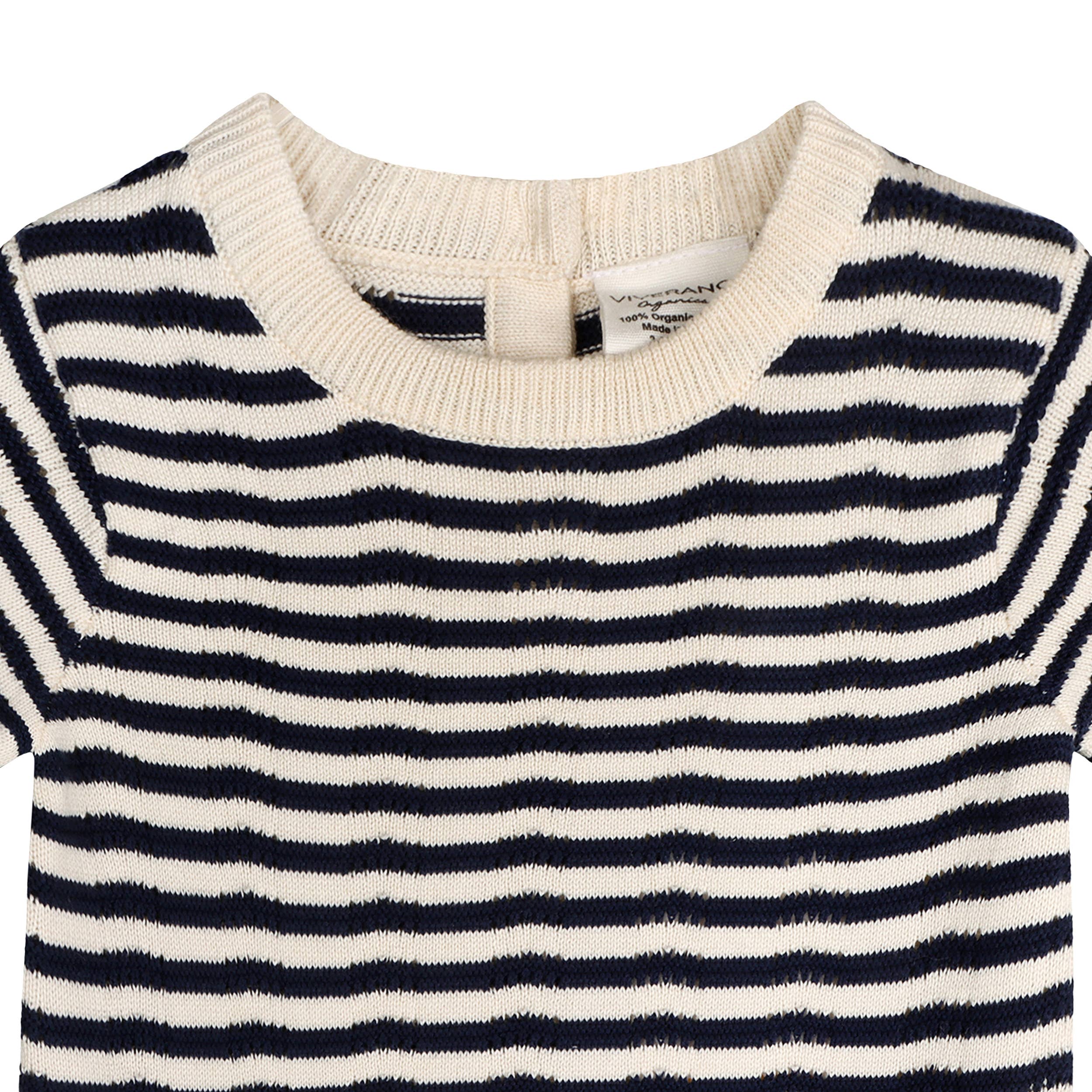 Pointelle & Navy Stripe Knit Tunic Dress & Bloomer (Organic)