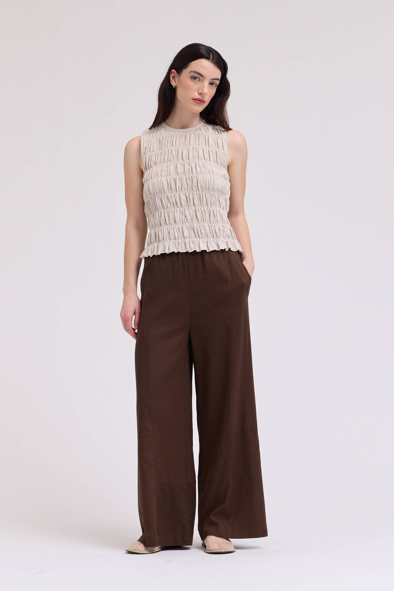 Smocked Ruffle Sleeve Tee