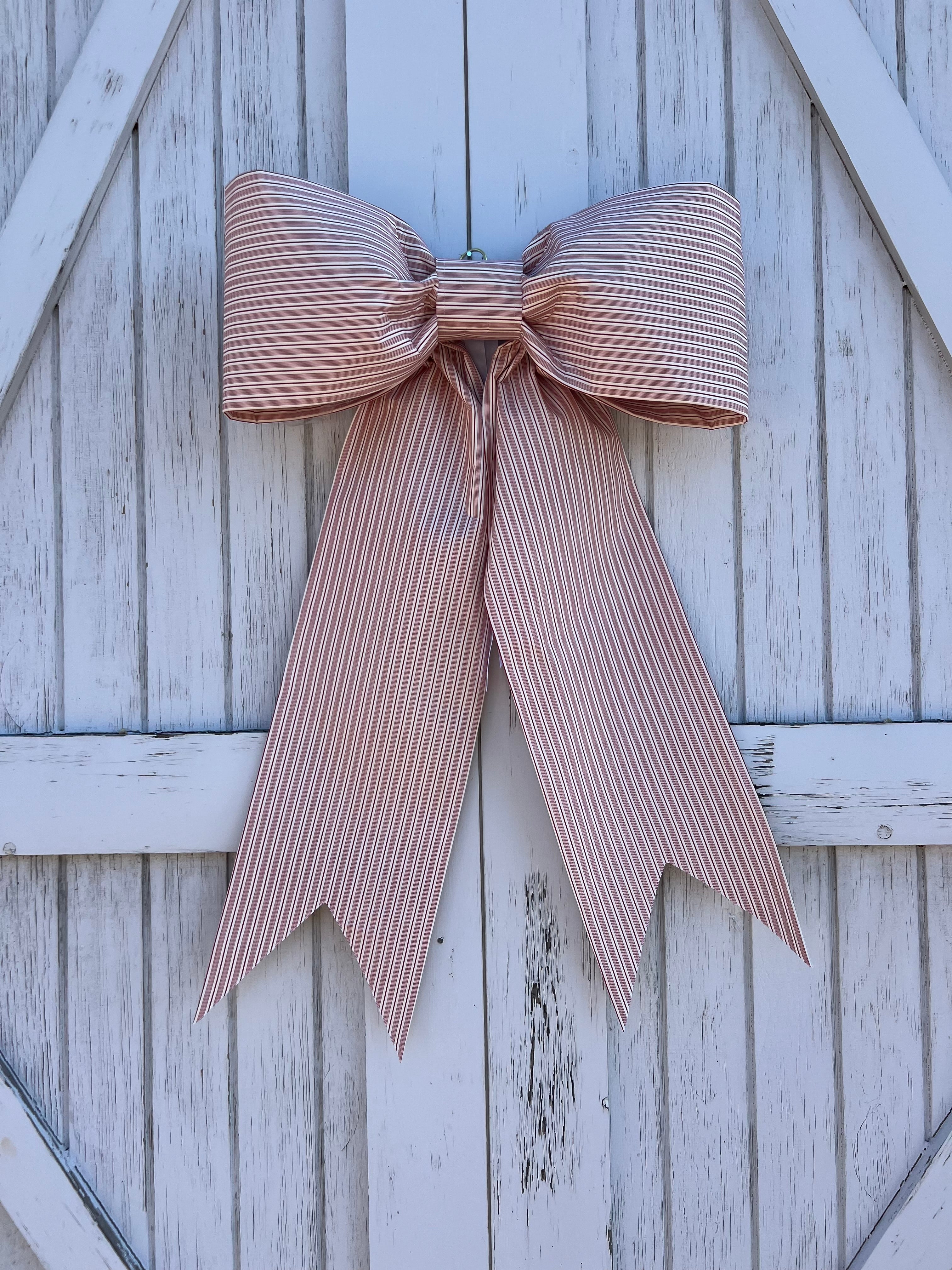 Red and White Cotton Stripe Bow