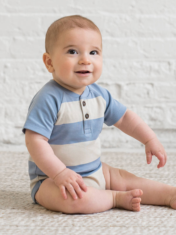Sosa Raglan Henley Bodysuit - Marco Stripe
