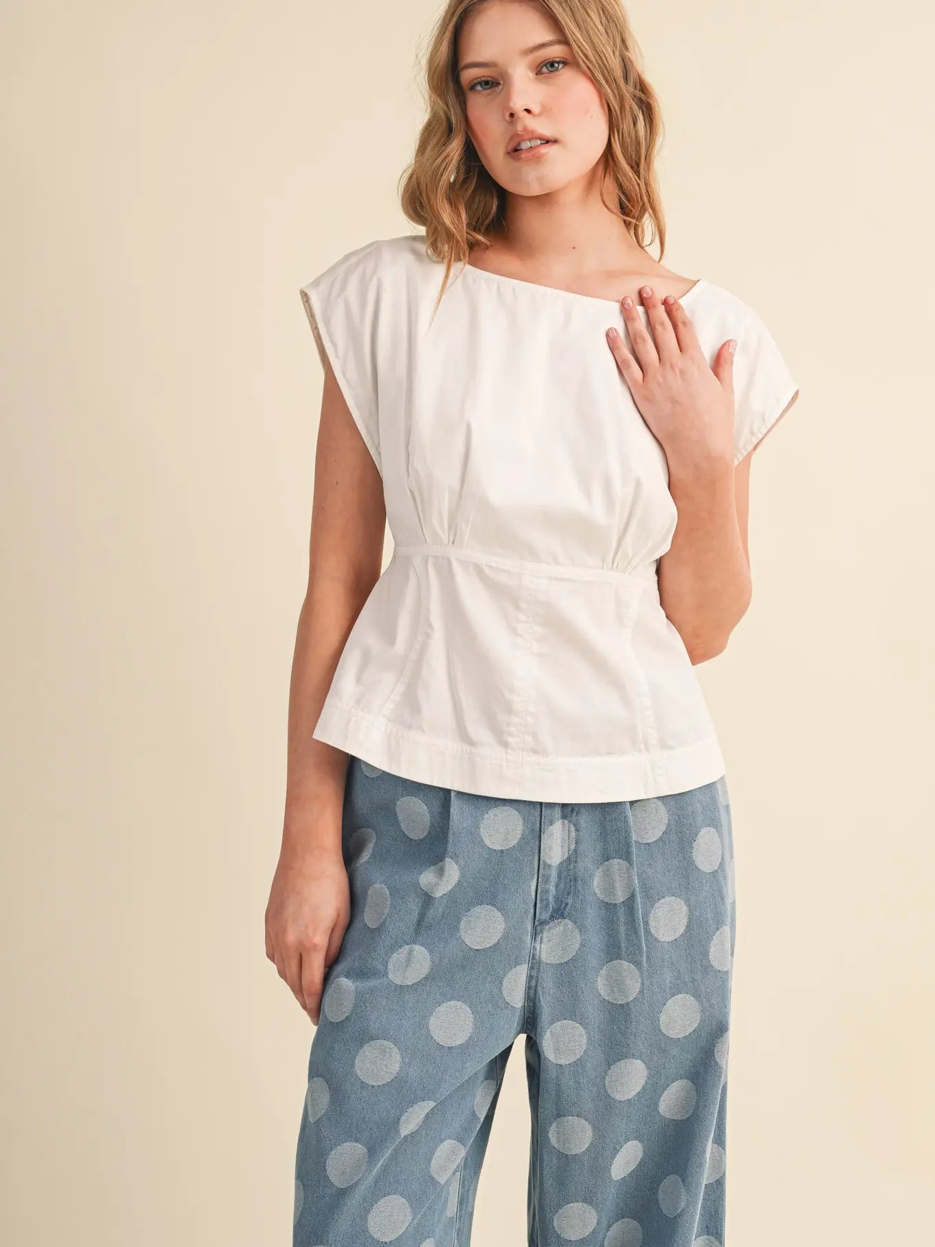 Boat Neck Peplum Top