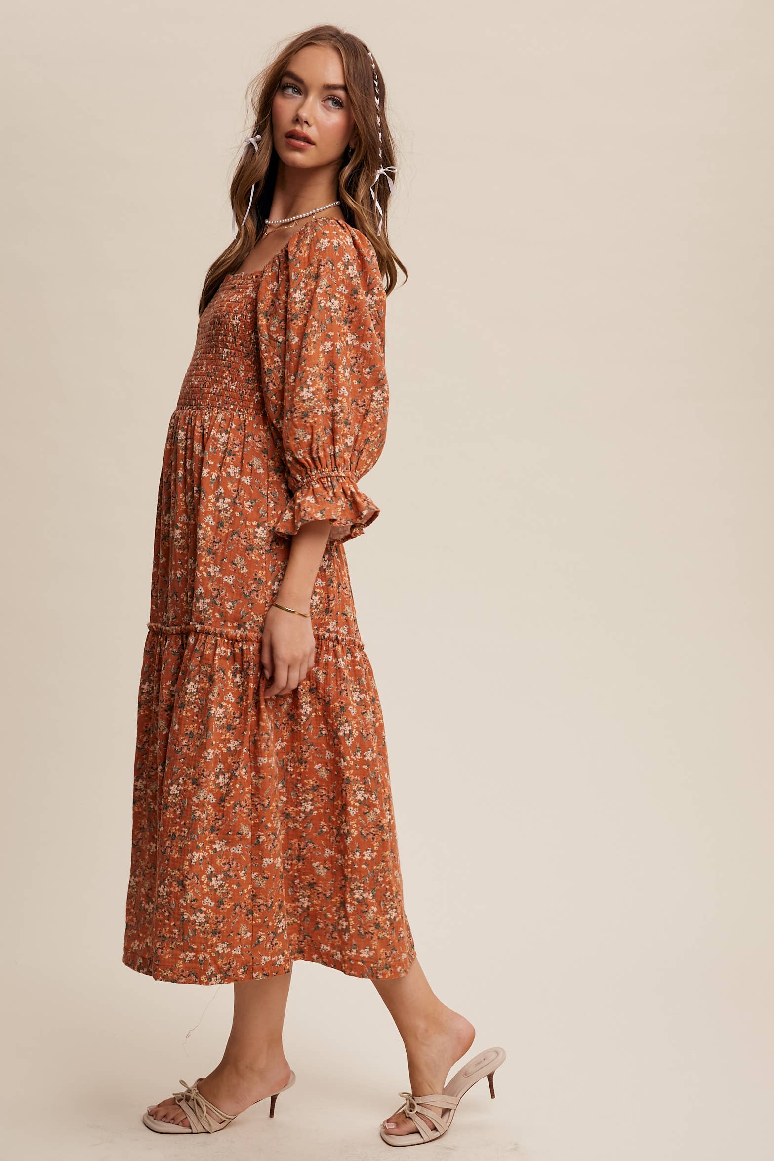 Floral Tiered Midi Dress