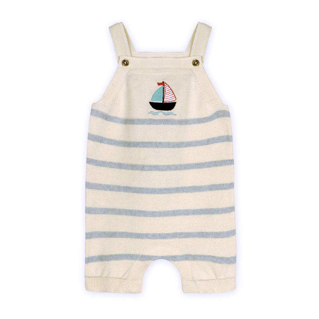 Sailboat Stripe Baby Knit Shortall Set