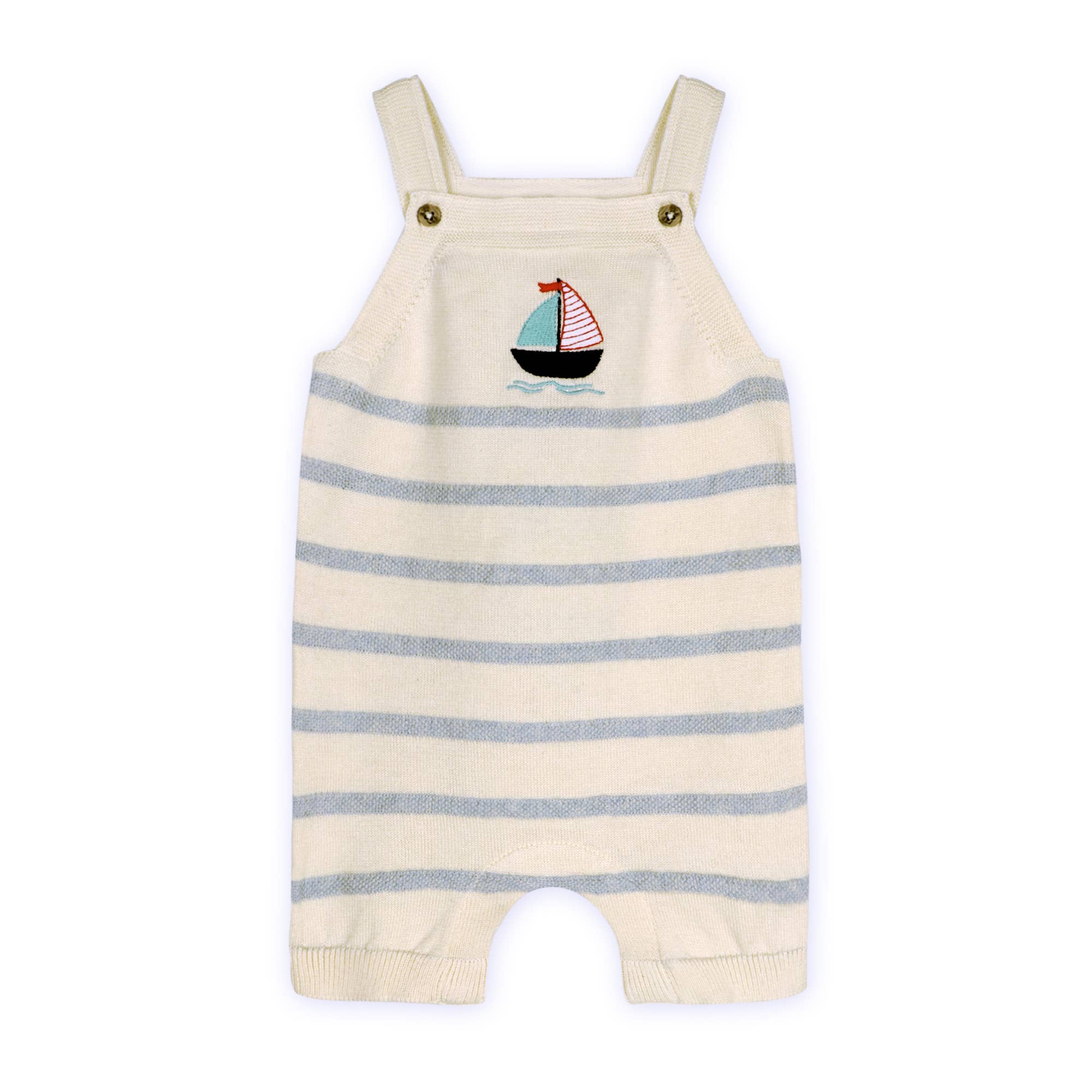 Sailboat Stripe Baby Knit Shortall Set