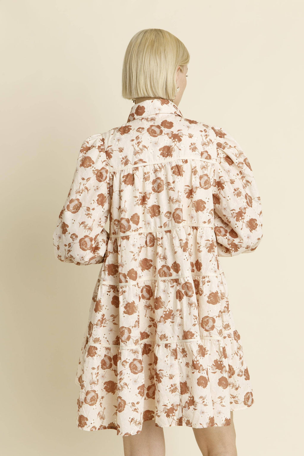 Embroidered Tiered Mini Dress