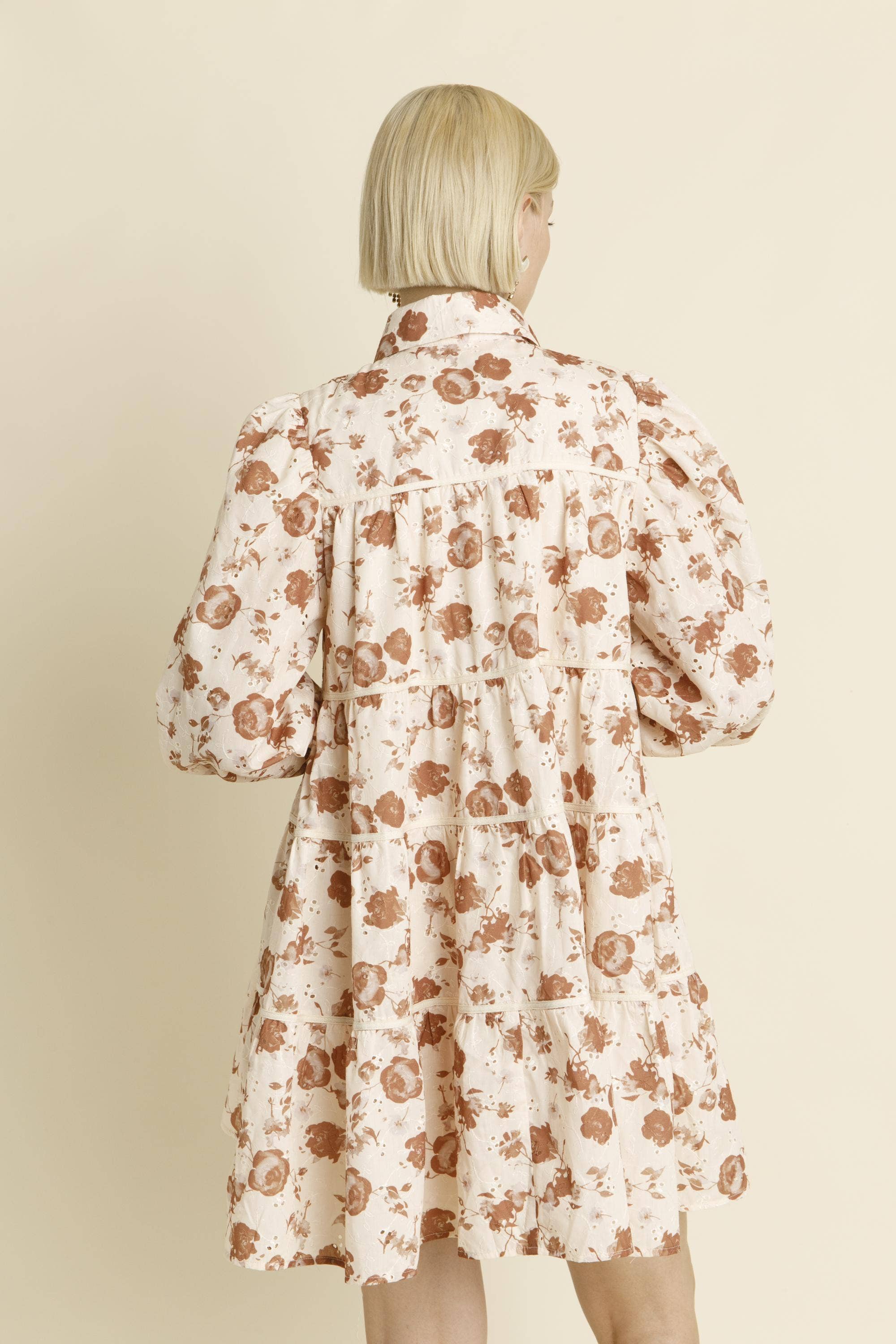 Embroidered Tiered Mini Dress