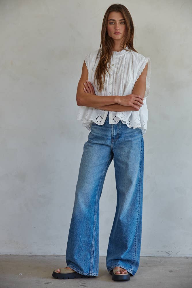 Eyelet Buttondown Top