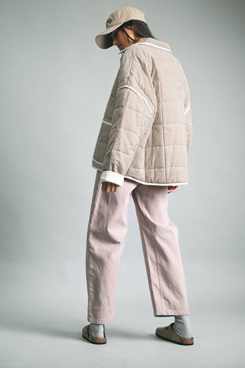 Gingham Piping Detail Jacket