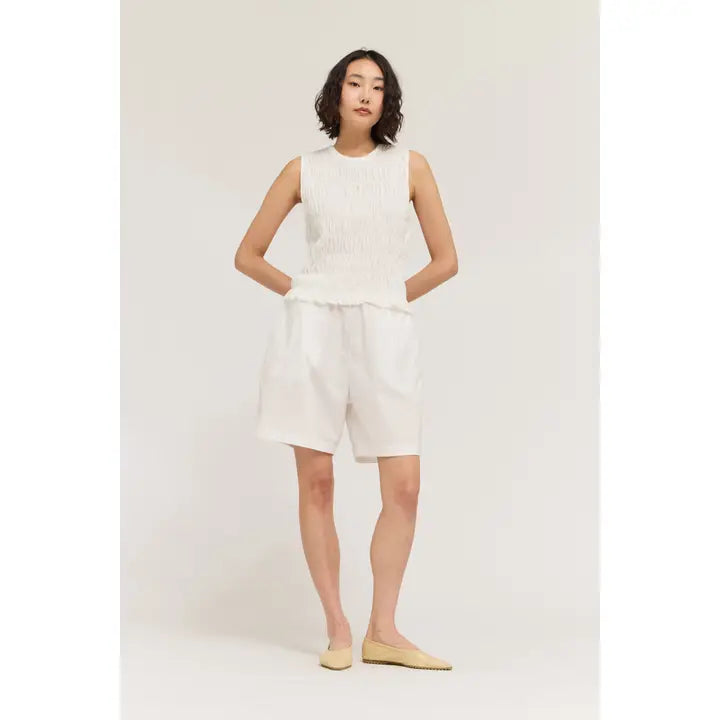 Smocked Ruffle Sleeve Tee