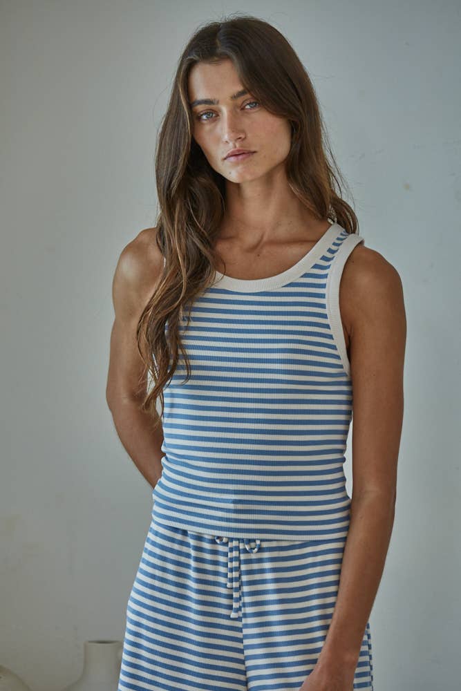 Spandex Striped Sleeveless Top