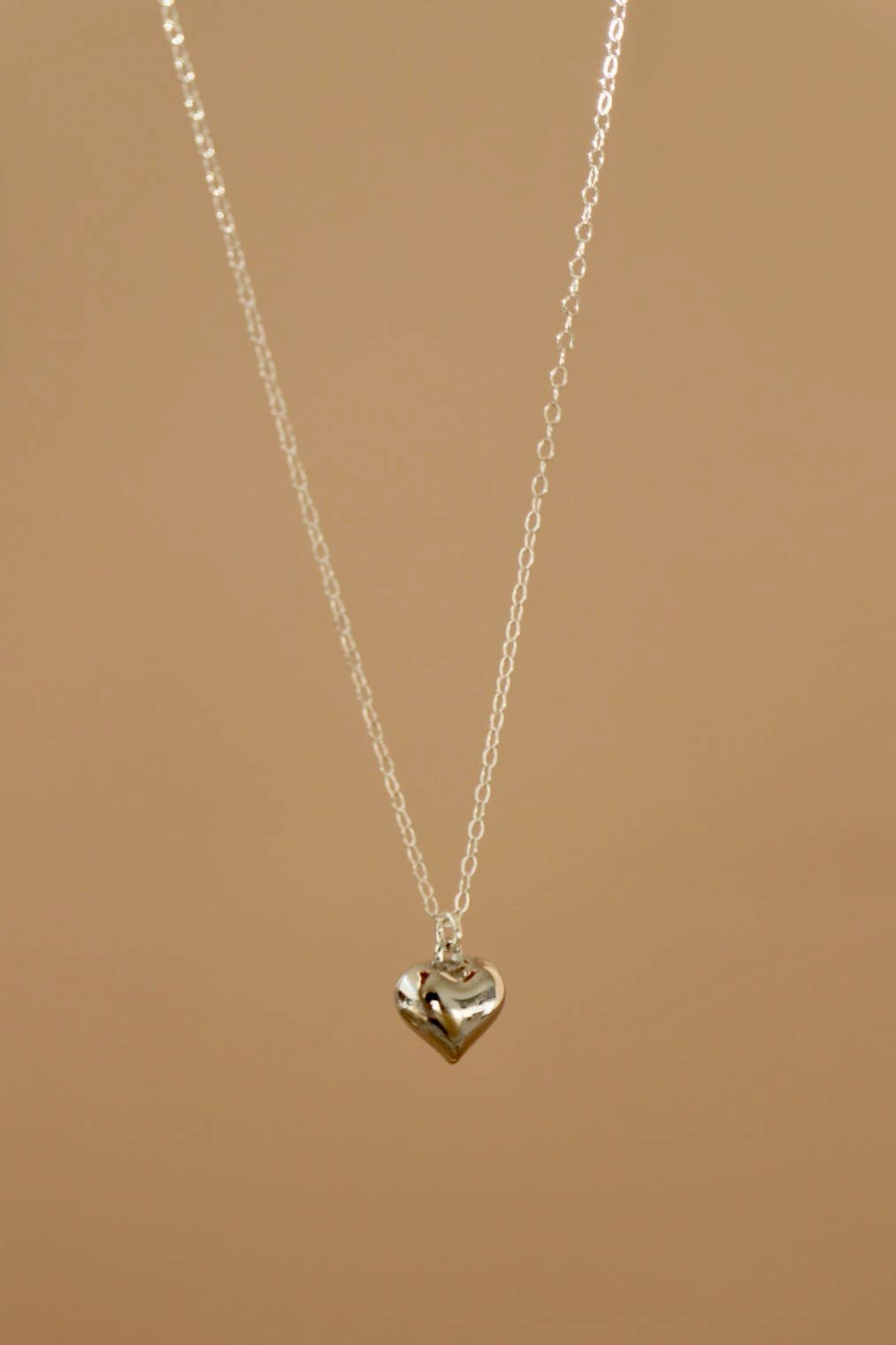 Silver Clara Puff Heart Necklace