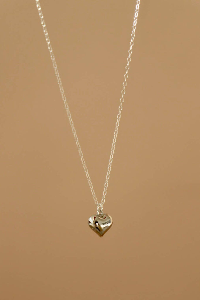 Silver Clara Puff Heart Necklace