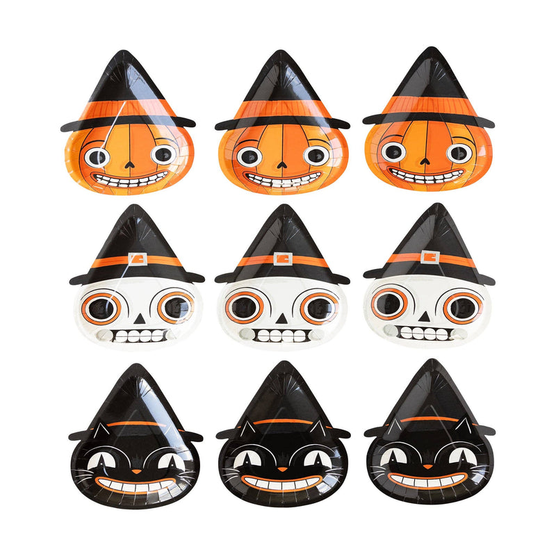 Vintage Halloween Character Paper Plate Set