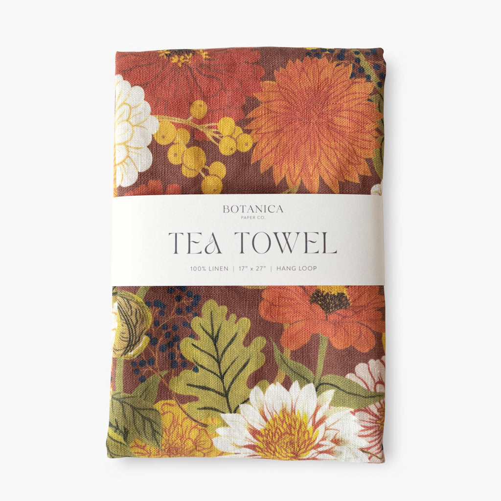 Autumn Linen Tea Towel
