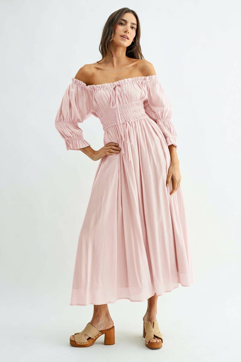 Smocked Bodice Midi Dress