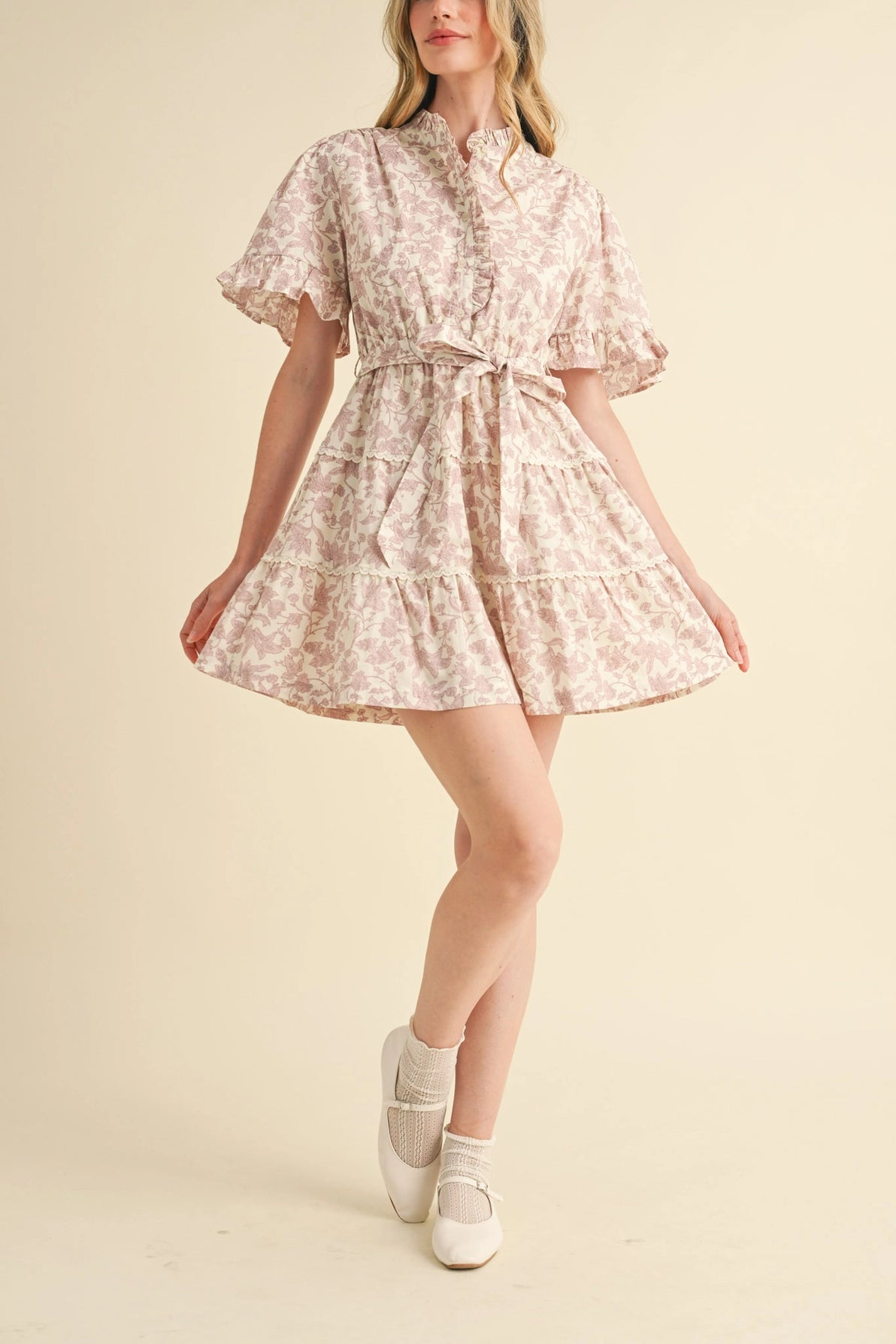 Ruffled Floral Mini Dress