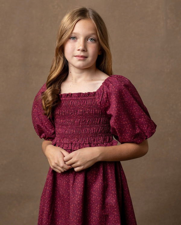 Smocked Bubble Sleeve Dress