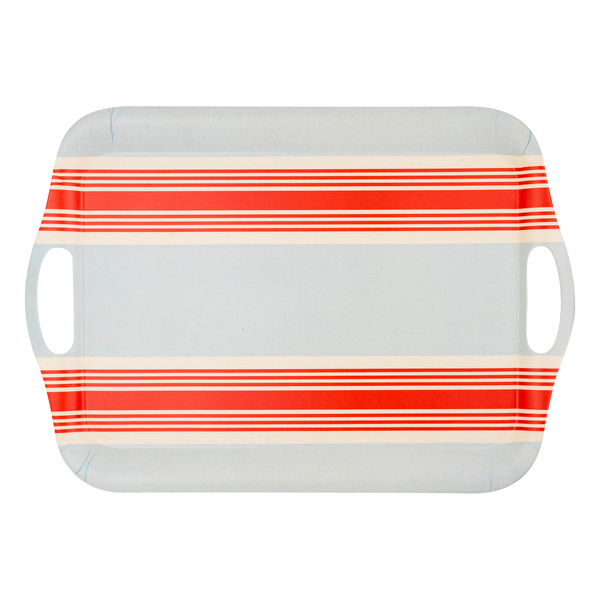 Hamptons Striped Chambray and Red Reusable Bamboo Tray