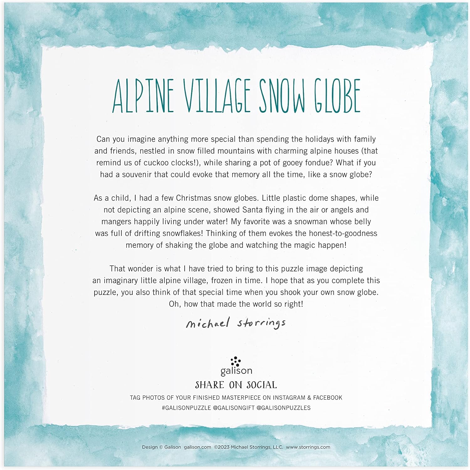 Michael Storrings Alpine Village Snowglobe Foil Puzzle