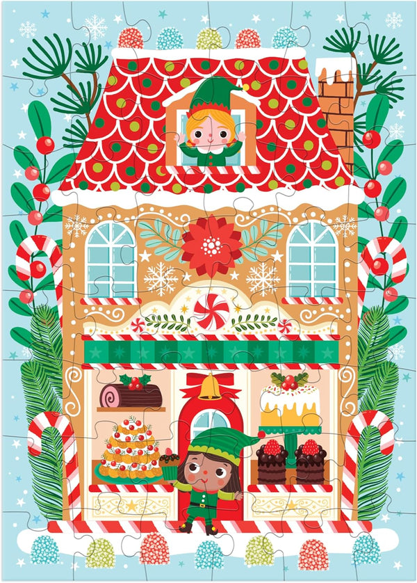 Santa's Bakery House Shaped Mini Puzzle Ornament
