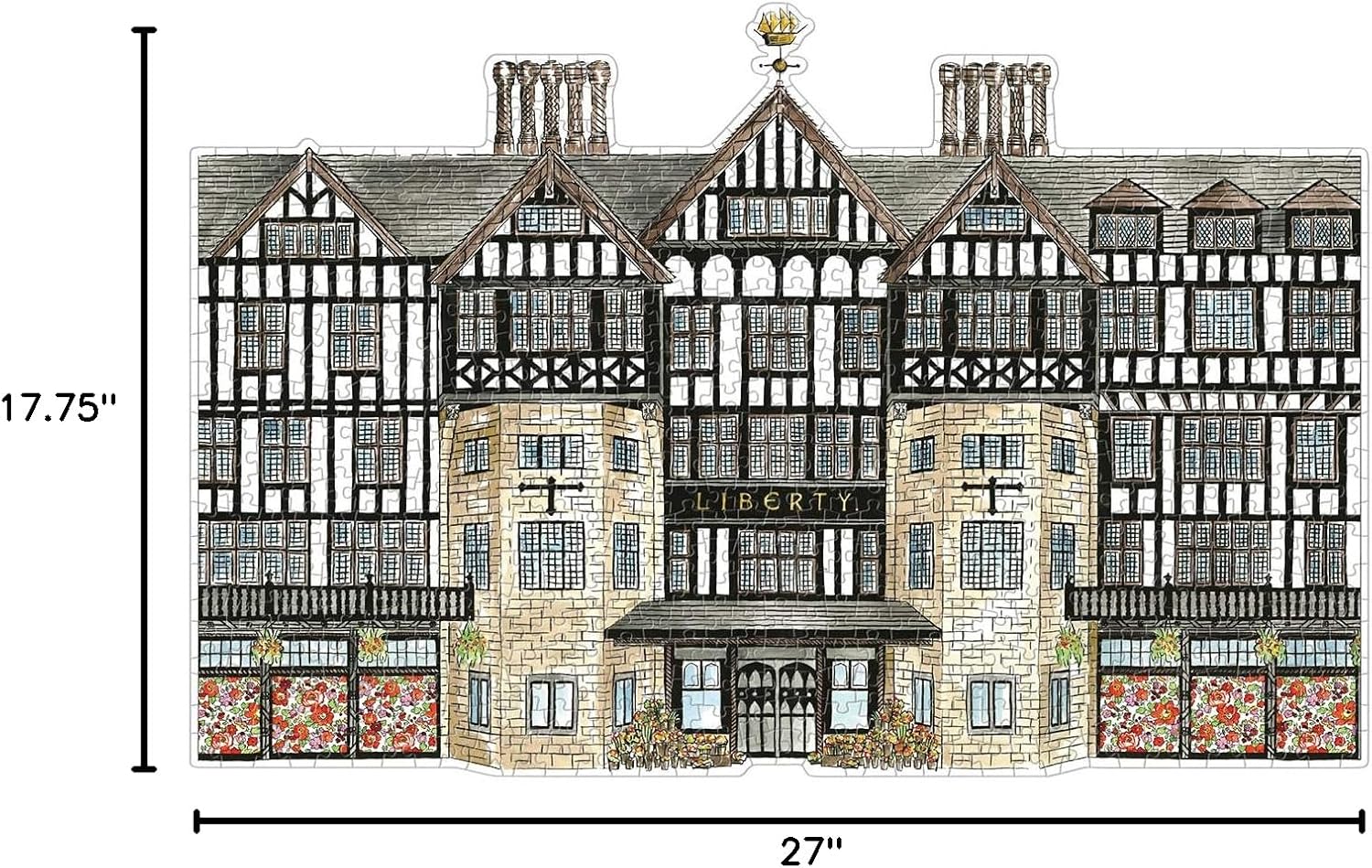 Galison Liberty Tudor Building Shaped Puzzle