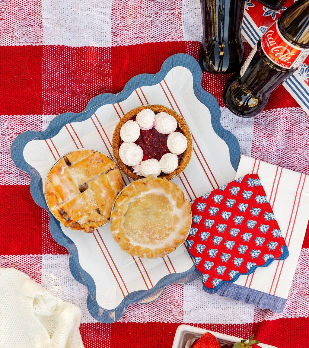 Red Stripes Paper Plate Set