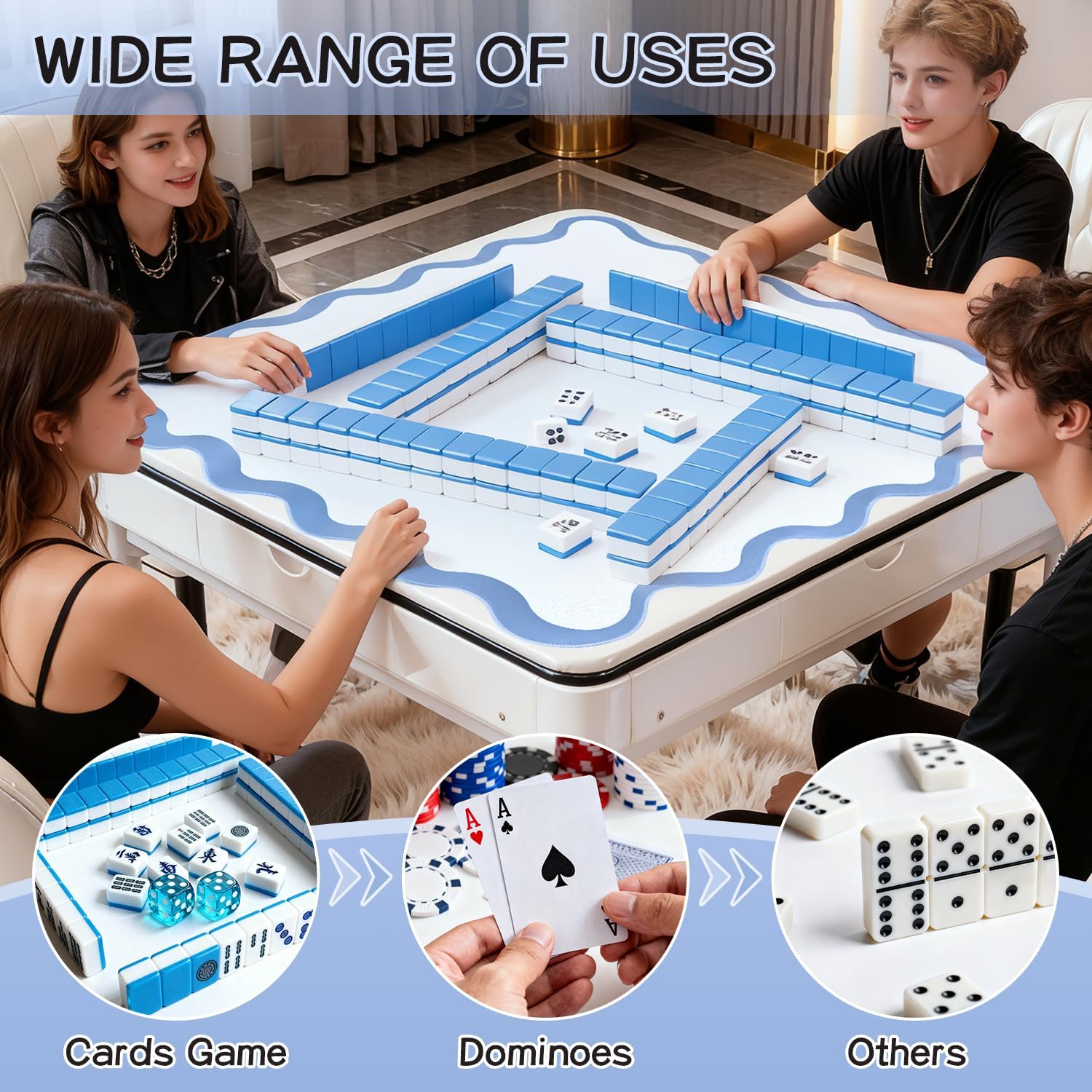 Blue Scalloped Mahjong Mat