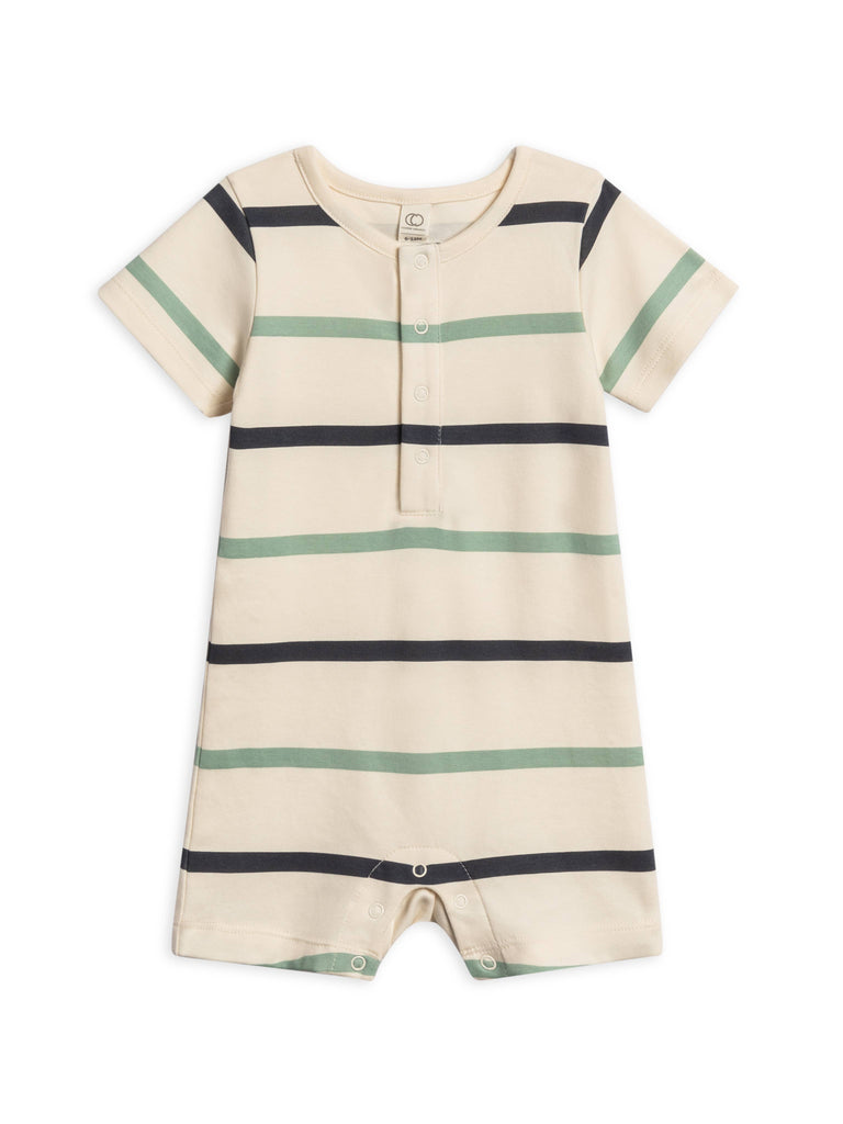 Organic Mason Short Sleeve Romper - Aldo Stripe