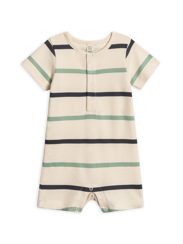 Organic Mason Short Sleeve Romper - Aldo Stripe