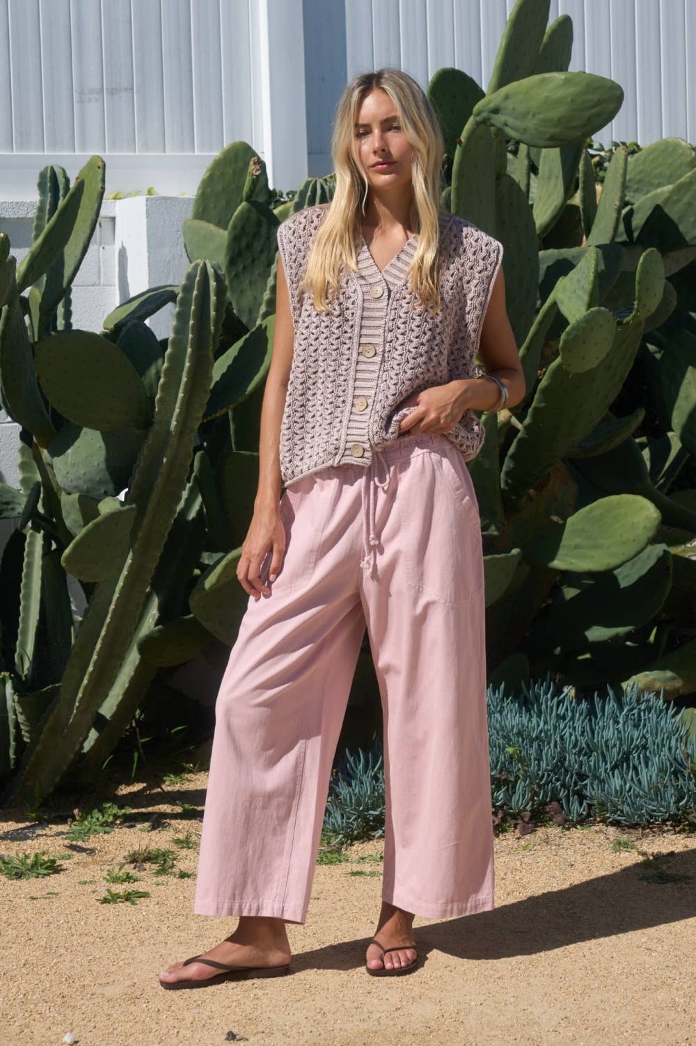 Drawstring Wide Leg Casual Pants