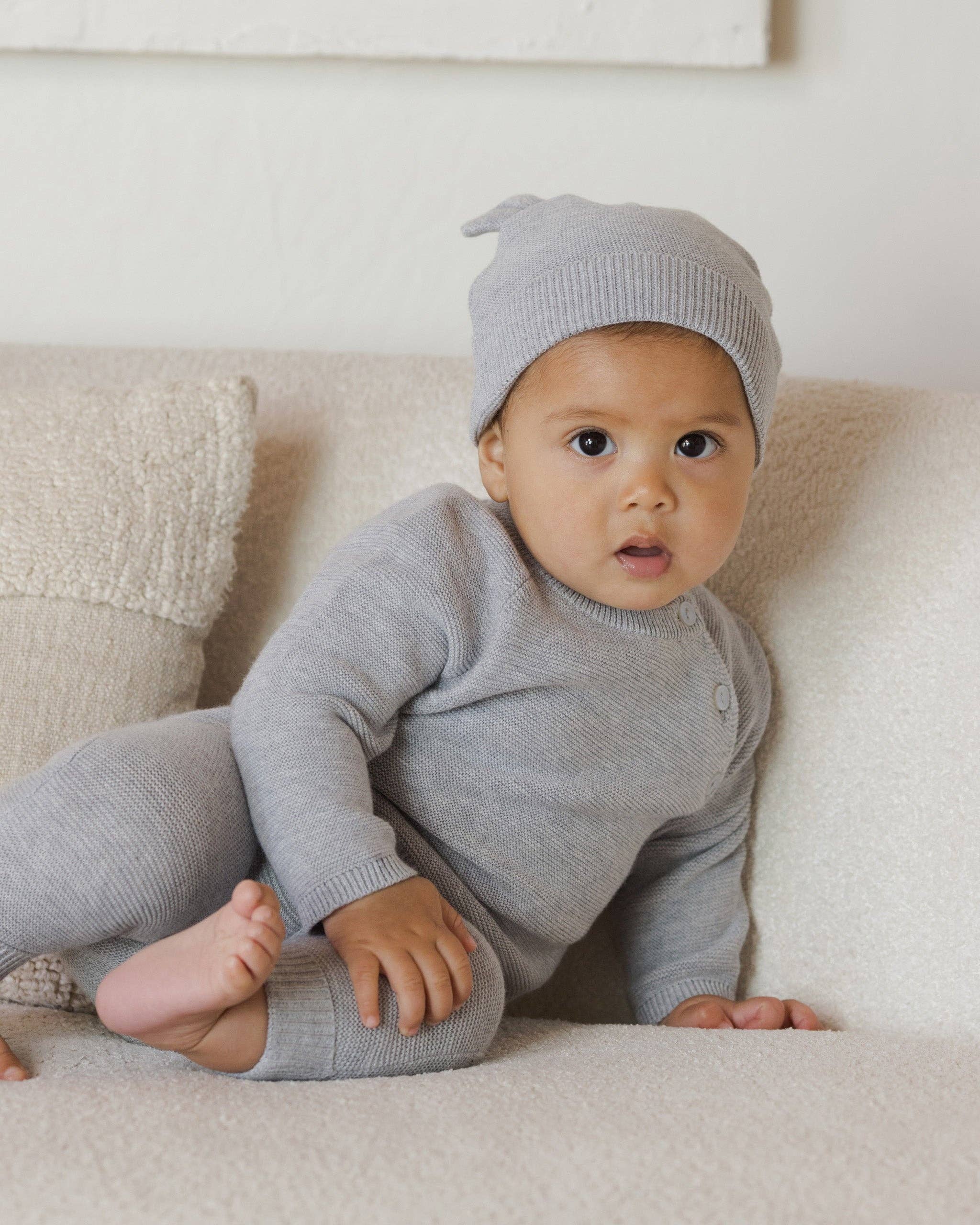 Heathered Dusty Blue Baby Bear Beanie
